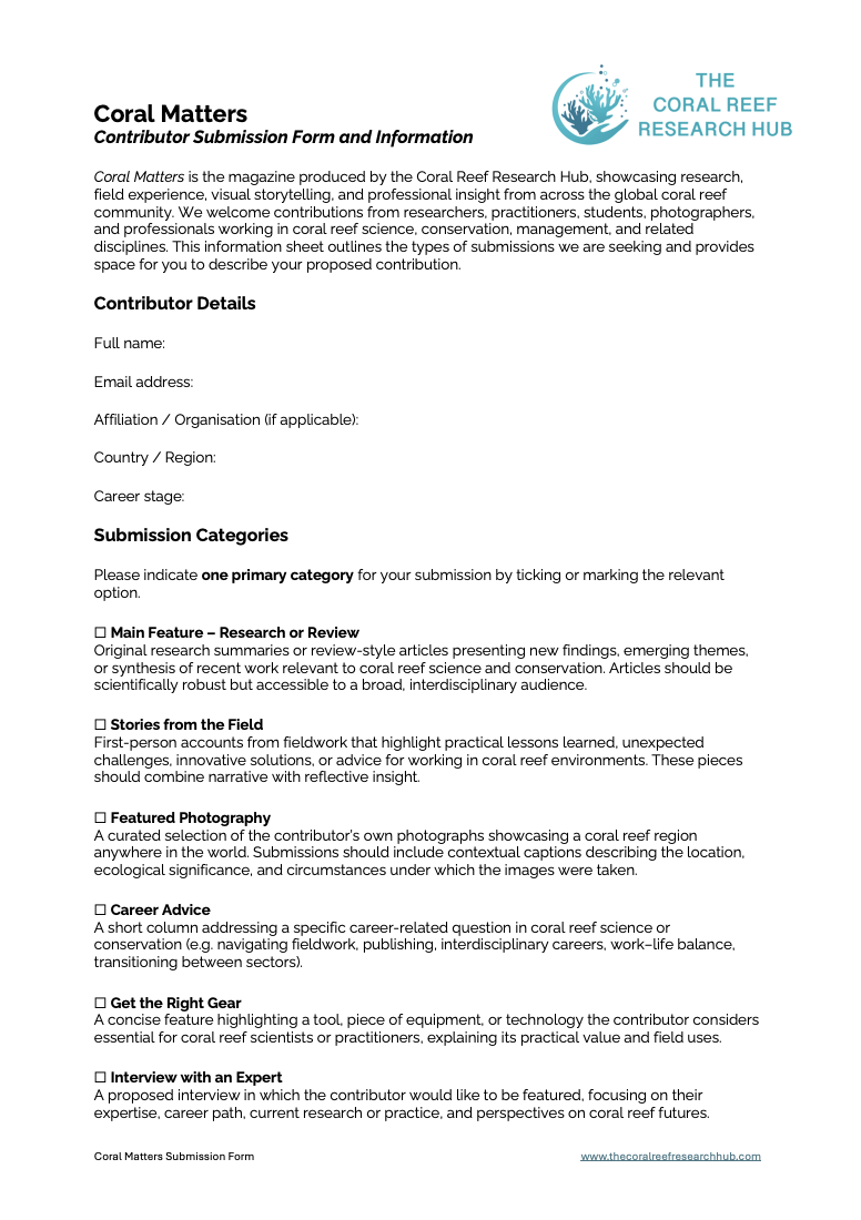 Coral Matters Submission Form